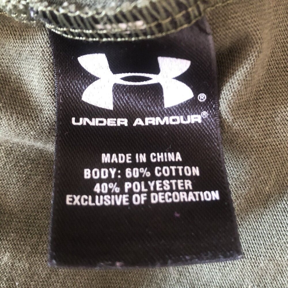 Under Armour Womans Tshirt Semi Fitted Heat Gear Gold Blooded Green Size Medium - Picture 6 of 6